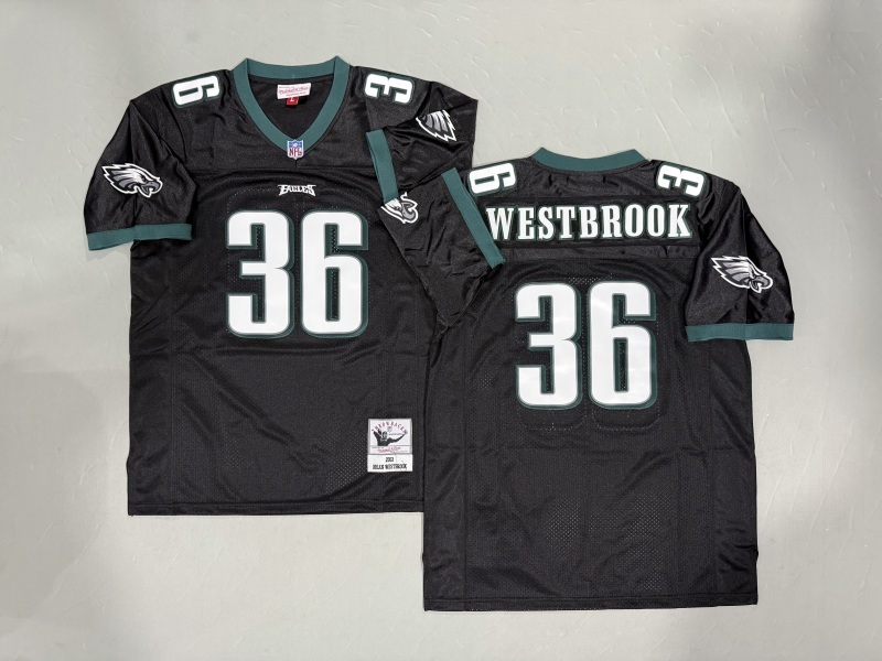 Men 2025 Philadelphia Eagles #36 Westbrook black Throwback Limited NFL Jersey style 001